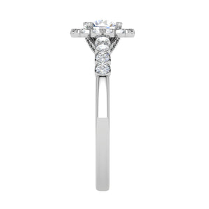 0.50 cts Solitaire Halo Diamond Shank Platinum Ring JL PT RH RD 183   Jewelove.US