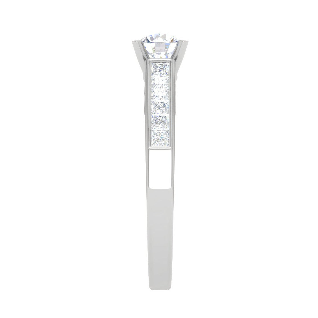 0.50 cts Solitaire with Princess Cut Diamonds Shank Platinum Ring JL PT RC RD 273   Jewelove.US