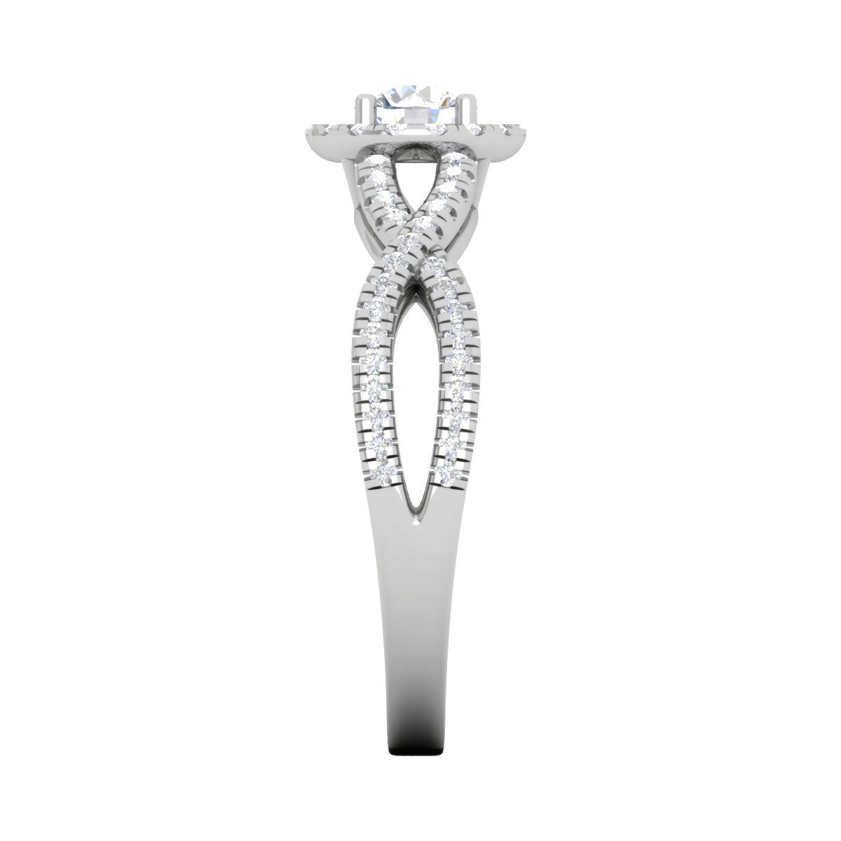 0.50 cts Solitaire Halo Diamond Twisted Shank Platinum Ring JL PT RH RD 223   Jewelove.US