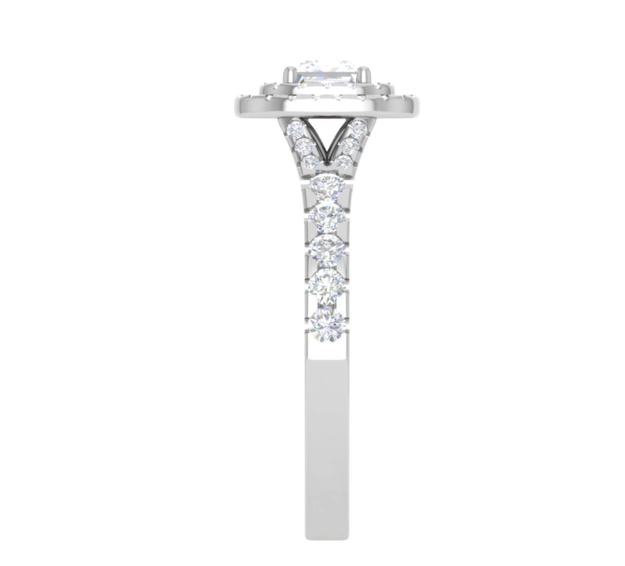 0.50 cts Princess Cut Solitaire Square Double Halo Diamond Shank Platinum Ring JL PT RH PR 285   Jewelove.US