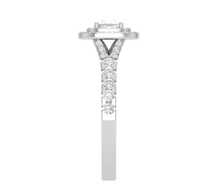 0.50 cts Princess Cut Solitaire Square Double Halo Diamond Shank Platinum Ring JL PT RH PR 285   Jewelove.US