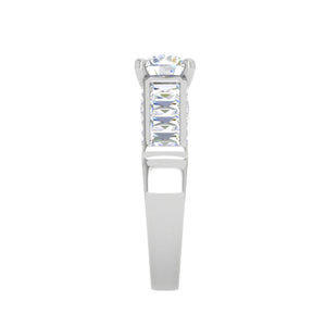 0.50cts Solitaire Diamond Baguette Shank Platinum Ring JL PT WB5529E   Jewelove.US