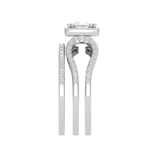 0.50cts Princess Cut Solitaire Halo Diamond Split Shank Platinum Ring JL PT SF1750   Jewelove.US