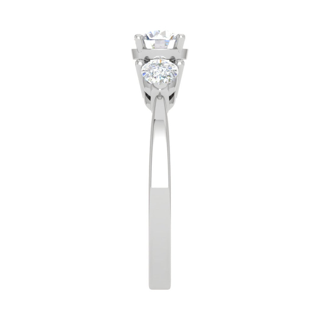0.70 cts Solitaire with Pear Cut Diamond Accents Platinum Ring JL PT R3 RD 104   Jewelove.US