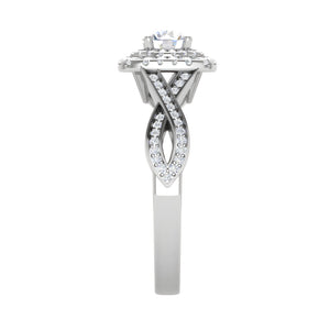 0.30 cts Solitaire Double Halo Diamond Twisted Shank Platinum Ring JL PT RP RD 204-A   Jewelove.US