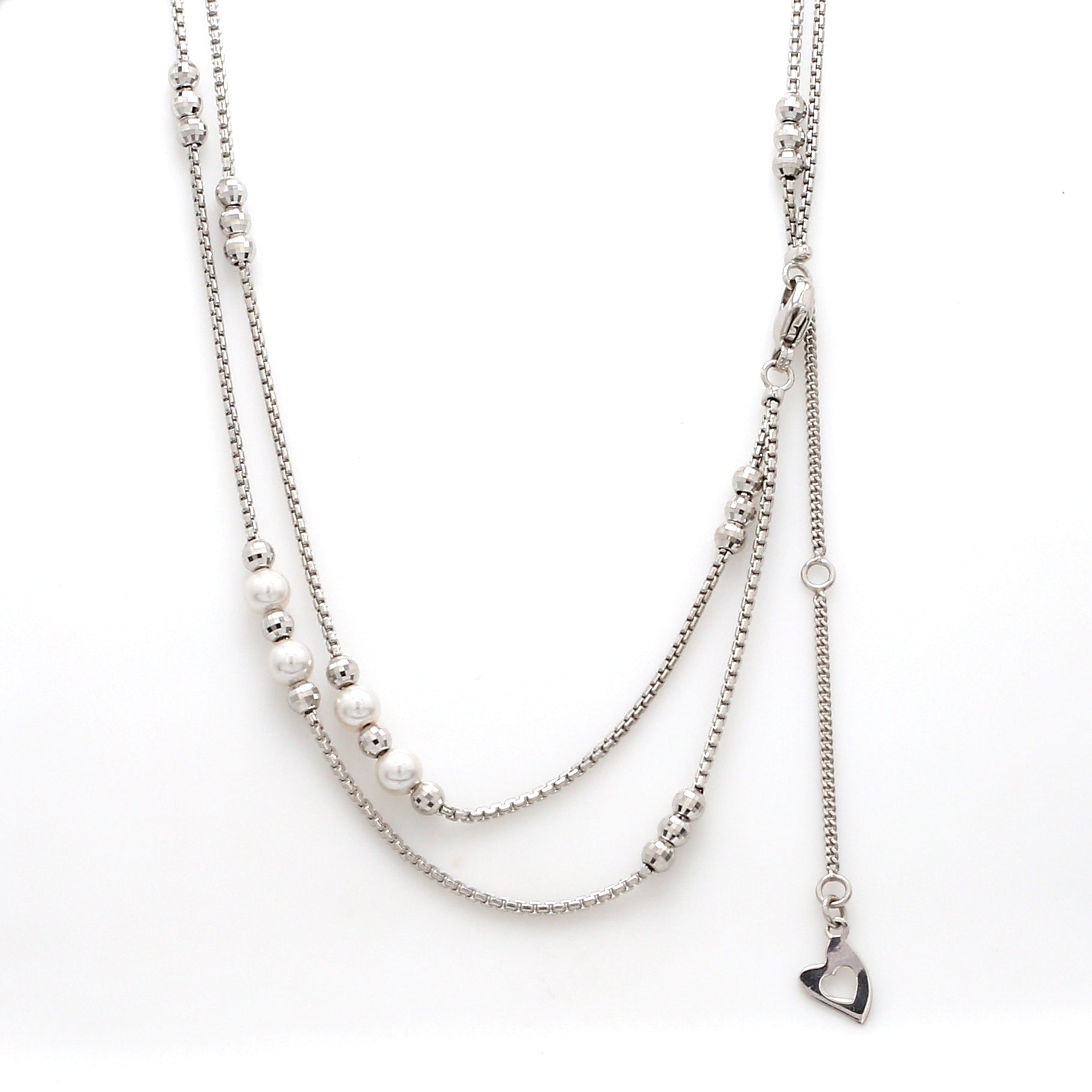 2 Layer Platinum Pearl Chain for Women JL PT CH 904   Jewelove.US