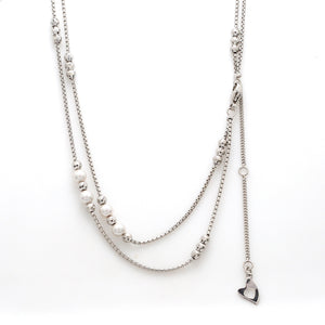 2 Layer Platinum Pearl Chain for Women JL PT CH 904   Jewelove.US