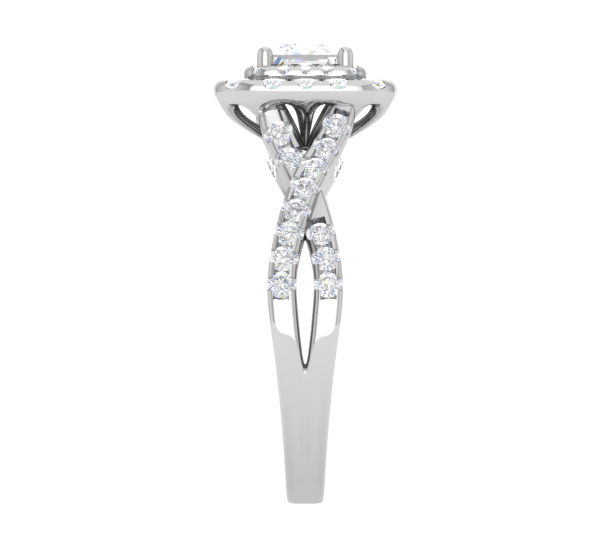 0.50 cts Princess Cut Solitaire Double Halo Diamond Twisted Shank Platinum Ring JL PT RH PR 259   Jewelove.US