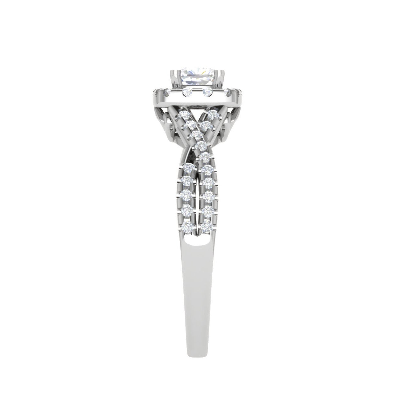 0.30 cts. Cushion Solitaire Halo Twisted Shank Platinum Ring JL PT JRW1547MM   Jewelove.US