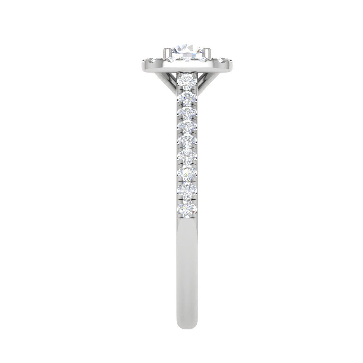 0.50 cts. Solitaire Square Halo Platinum Diamond Shank Ring JL PT RH RD 217   Jewelove.US