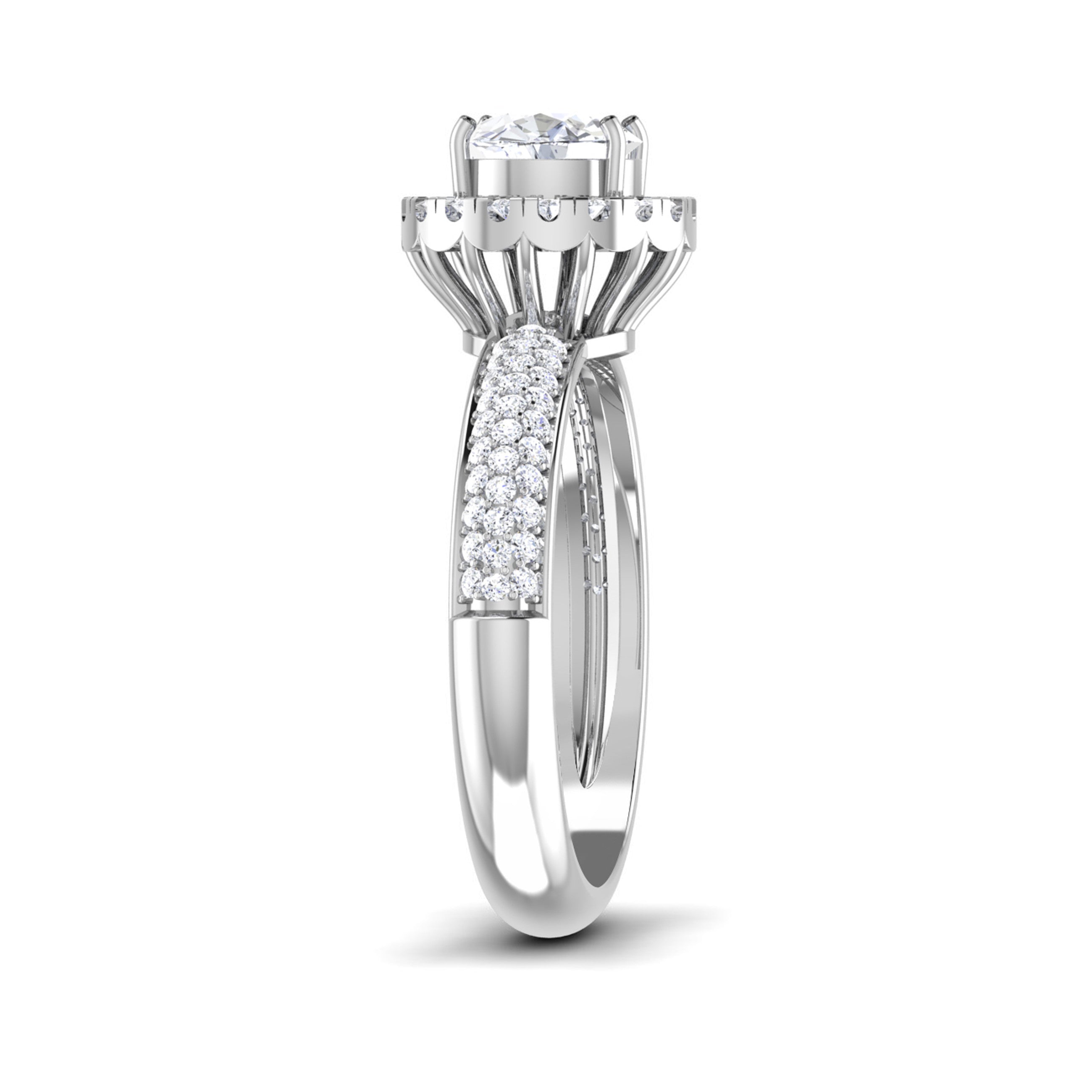 0.50cts Solitaire Halo Diamond Split Shank Platinum Ring JL PT RP RD 135   Jewelove.US