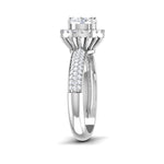 Load image into Gallery viewer, 0.50cts Solitaire Halo Diamond Split Shank Platinum Ring JL PT RP RD 135   Jewelove.US
