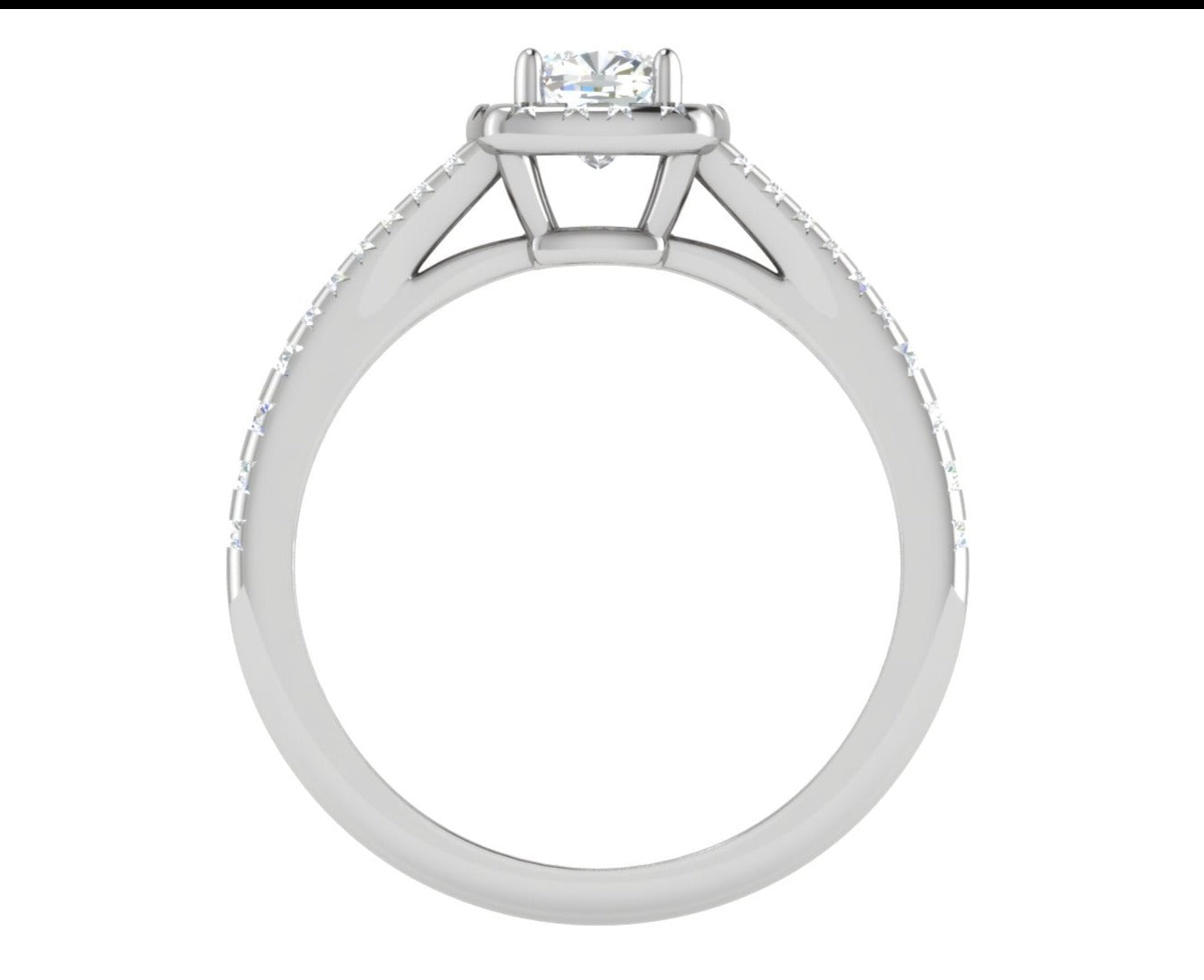0.50 cts Cushion Solitaire Halo Diamond Split Shank Platinum Ring JL PT RH CU 256   Jewelove.US
