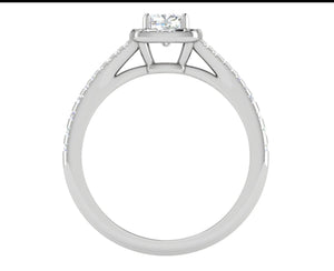 0.50 cts Cushion Solitaire Halo Diamond Split Shank Platinum Ring JL PT RH CU 256   Jewelove.US