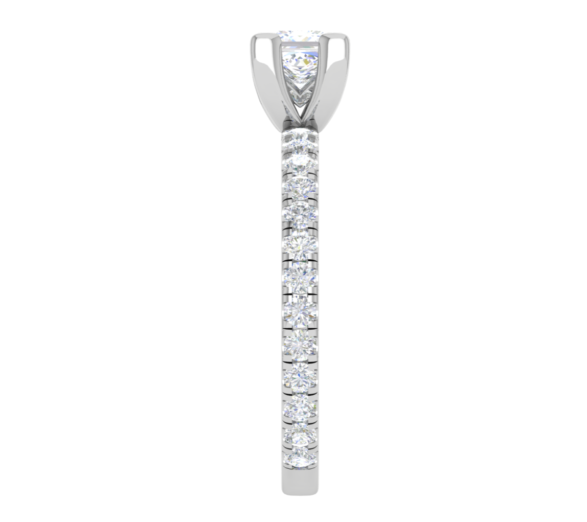 0.50cts Princess Cut Solitaire with Diamond Shank Platinum Ring JL PT RC PR 255   Jewelove.US