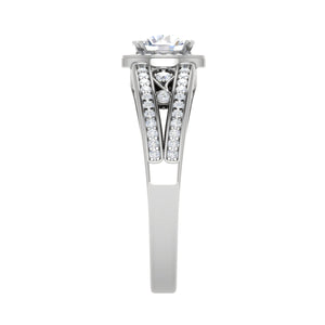 0.50 cts Solitaire Halo Diamond Split Shank Platinum Ring JL PT RH RD 208   Jewelove.US