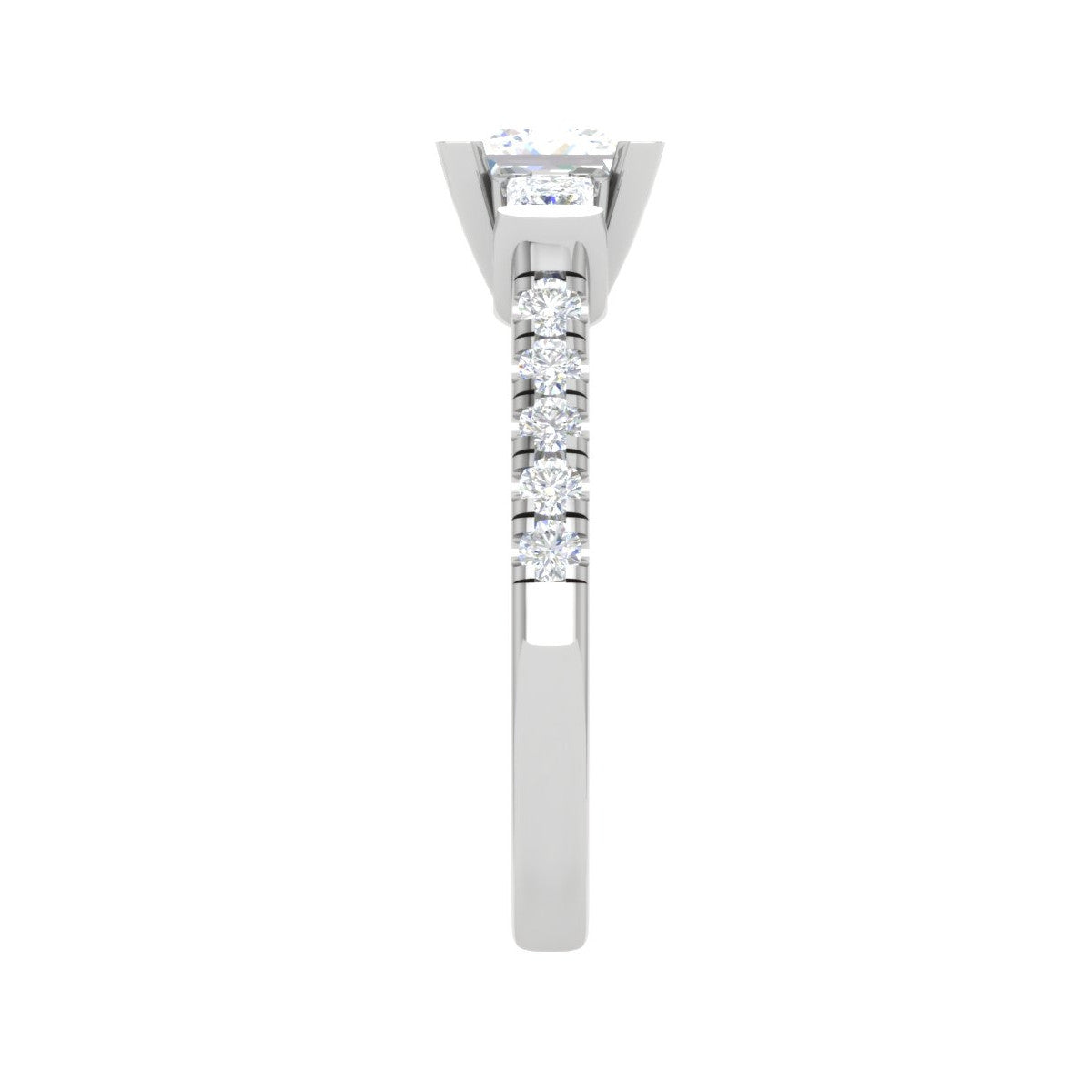 0.70 cts. Princess Cut Solitaire Platinum Shank Diamond Ring JL PT R3 PR 143   Jewelove.US