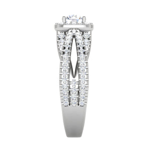 0.50 cts Solitaire Halo Diamond Split Shank Platinum Ring JL PT RP RD 201   Jewelove.US