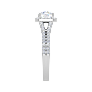 0.50cts Solitaire Halo Diamond Split Shank Platinum Ring JL PT WB573E   Jewelove.US