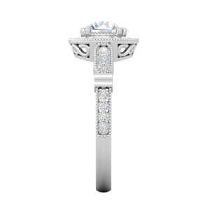 0.70cts Solitaire Halo Diamond Shank Platinum Ring JL PT RH RD 163   Jewelove.US