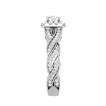 Load image into Gallery viewer, 0.30cts Solitaire Square Halo Diamond Twisted Shank Platinum Ring JL PT RV RD 147   Jewelove
