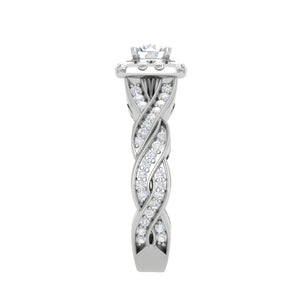 0.30cts Solitaire Square Halo Diamond Twisted Shank Platinum Ring JL PT RV RD 147   Jewelove