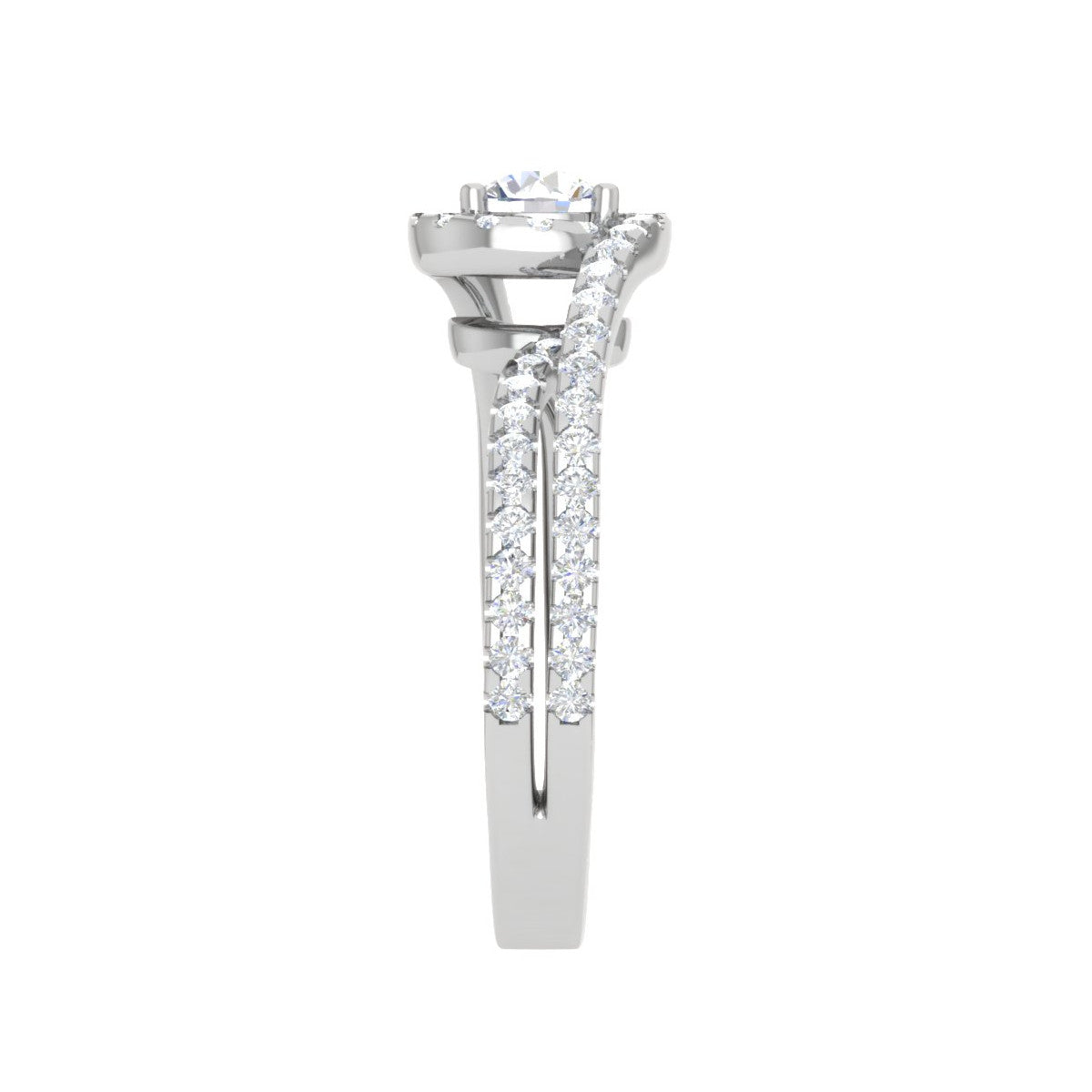 0.50cts Solitaire Halo Diamond Split Shank Platinum Ring JL PT TR1639M   Jewelove.US