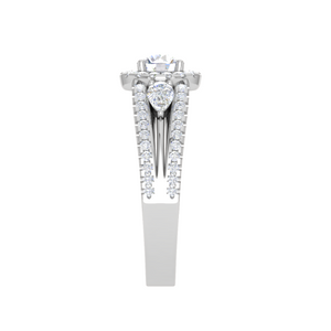 0.50cts Solitaire Halo Diamond Split Shank with Pear Diamond Platinum Ring JL PT R3 RD 152   Jewelove.US