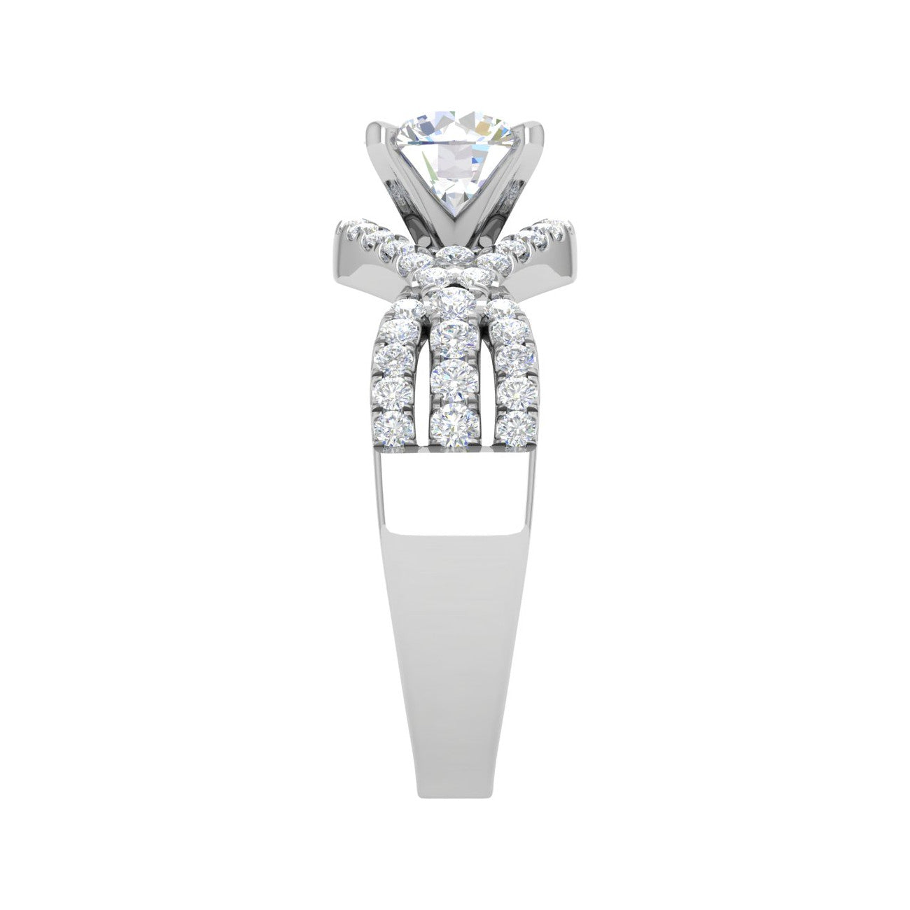 0.50cts Solitaire Halo Diamond Split Shank Platinum Ring JL PT WB5917E   Jewelove.US