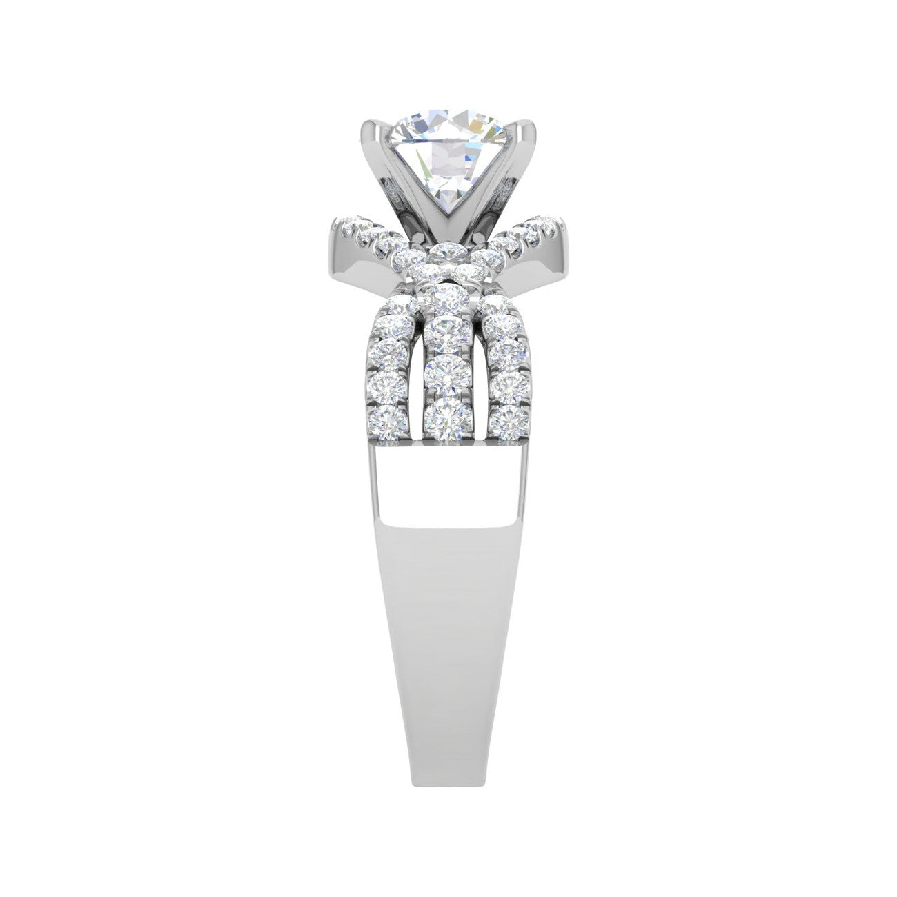 0.50cts Solitaire Halo Diamond Split Shank Platinum Ring JL PT WB5917E   Jewelove.US