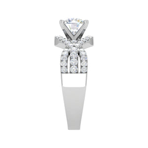 0.50cts Solitaire Halo Diamond Split Shank Platinum Ring JL PT WB5917E   Jewelove.US