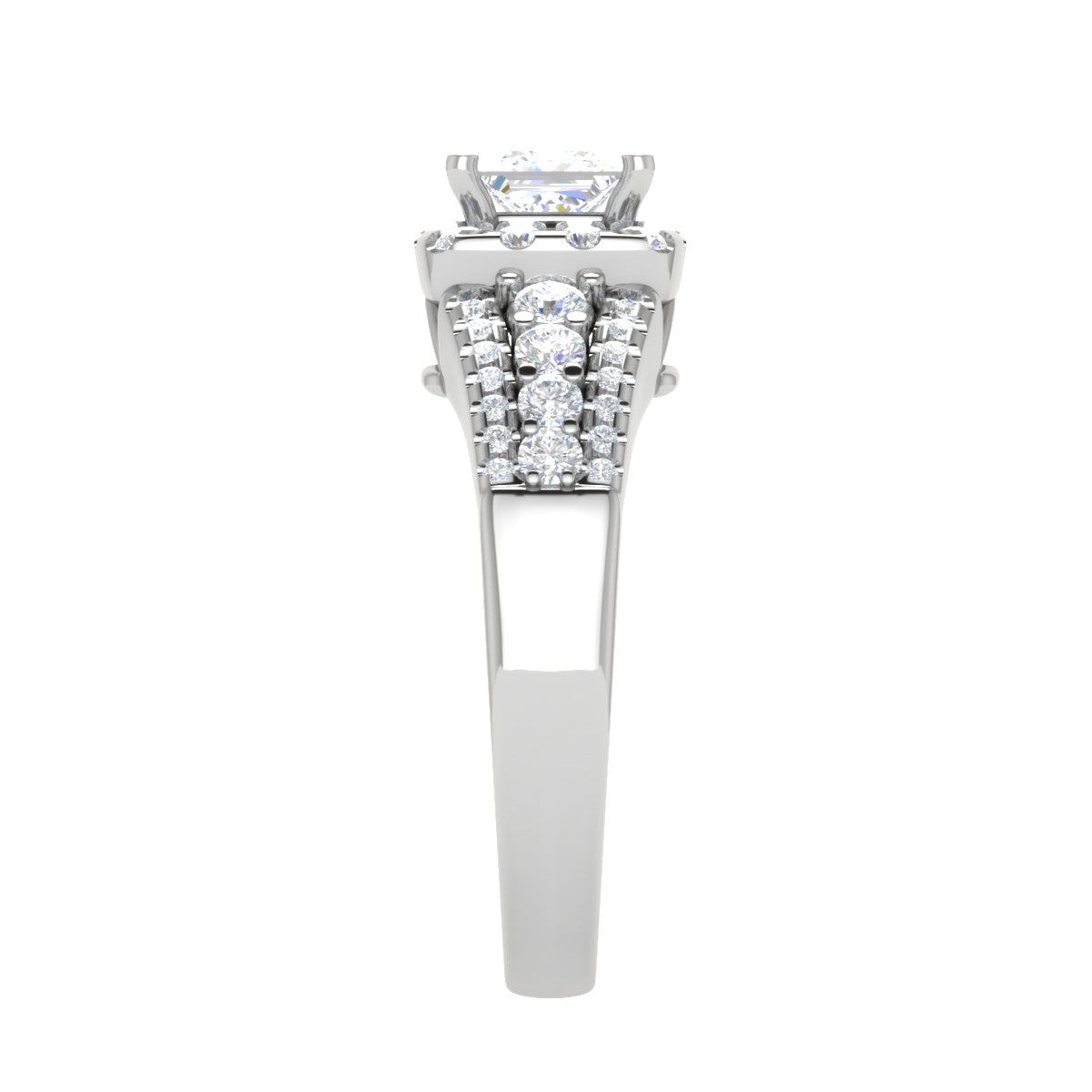0.30 cts. Solitaire Platinum Square Halo Diamond Split Shank Engagement Ring JL PT WB6015   Jewelove