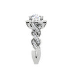 Load image into Gallery viewer, 0.30 cts Solitaire Square Halo Diamond Twisted Shank Platinum Ring JL PT REHS1530-A   Jewelove.US

