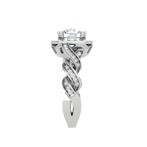 0.30 cts Solitaire Square Halo Diamond Twisted Shank Platinum Ring JL PT REHS1530-A   Jewelove.US