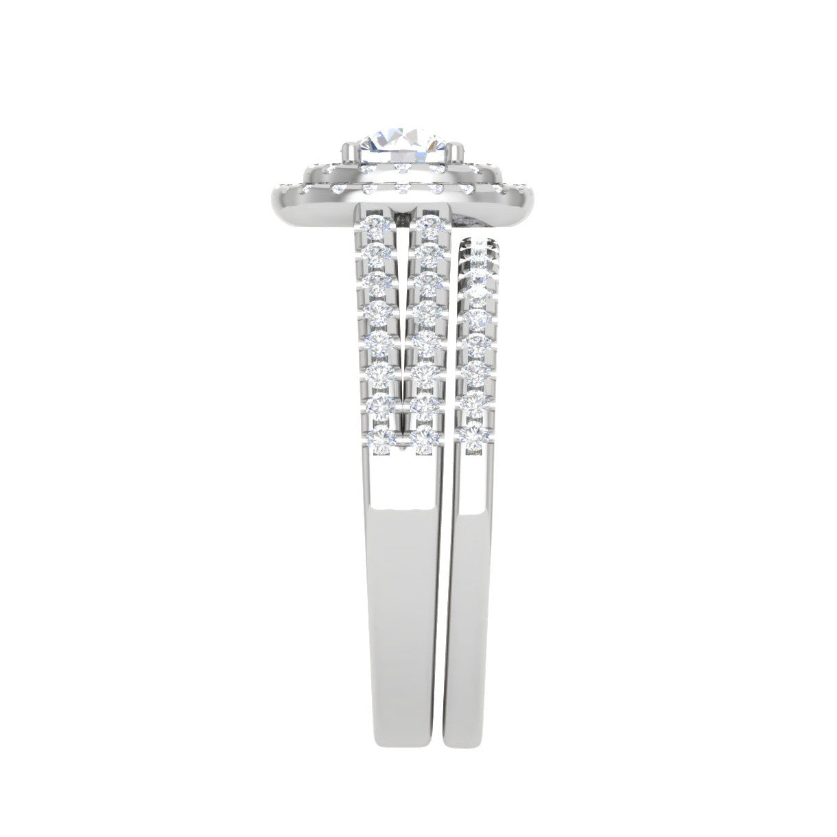 0.25 cts Solitaire Double Halo Diamond Split Shank Platinum Ring for Women JL PT RV RD 138   Jewelove
