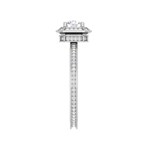 0.25 cts Solitaire Double Halo Diamond Shank Platinum Ring for Women JL PT RV RD 136   Jewelove