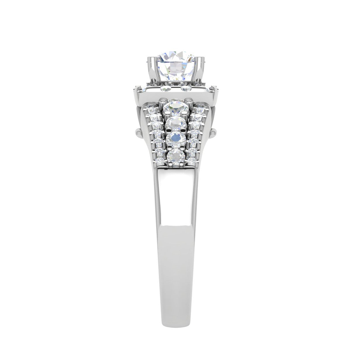 0.30 cts. Solitaire Platinum Halo Diamond Split Shank Engagement Ring JL PT WB6016   Jewelove