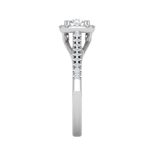 0.50 cts Halo Diamond Shank Solitaire Platinum Diamond Ring JL PT RH RD 186   Jewelove.US