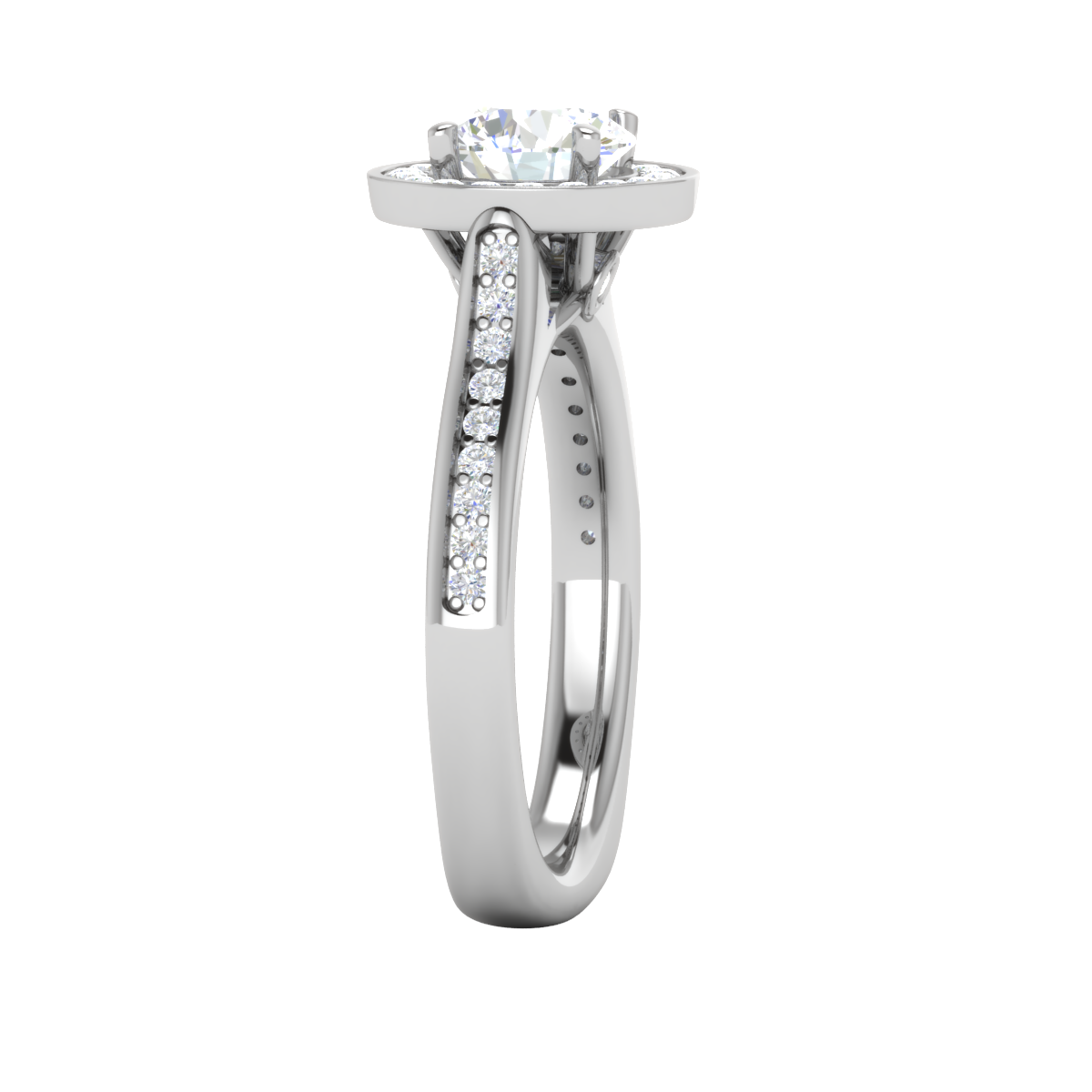 0.70cts Solitaire Halo Diamond Shank Platinum Ring JL PT RH RD 156   Jewelove.US