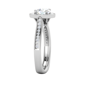0.70cts Solitaire Halo Diamond Shank Platinum Ring JL PT RH RD 156   Jewelove.US