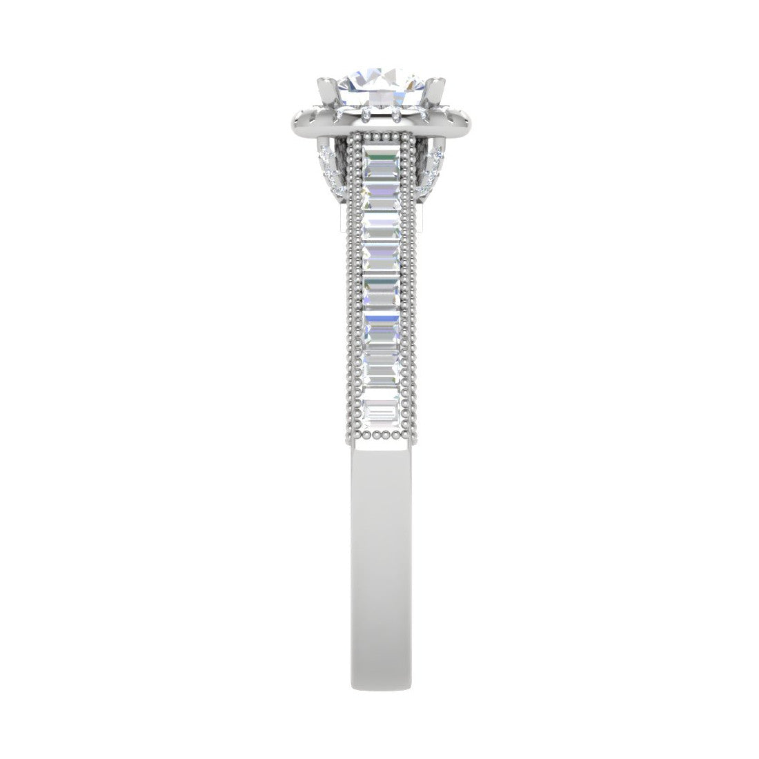 0.50 cts Solitaire Halo Diamond Shank Platinum Ring JL PT RH RD 207   Jewelove.US