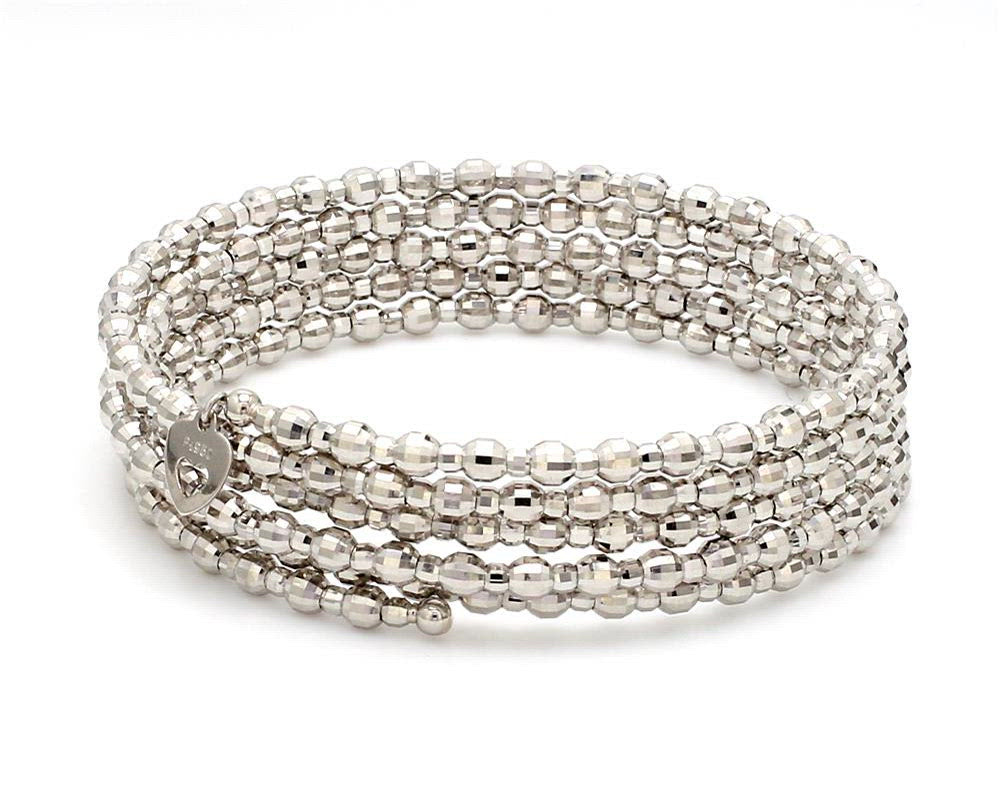 Dazzling Shiny 5-line Japanese Platinum Bracelet for Women with Diamond Cut Balls JL PTB 720