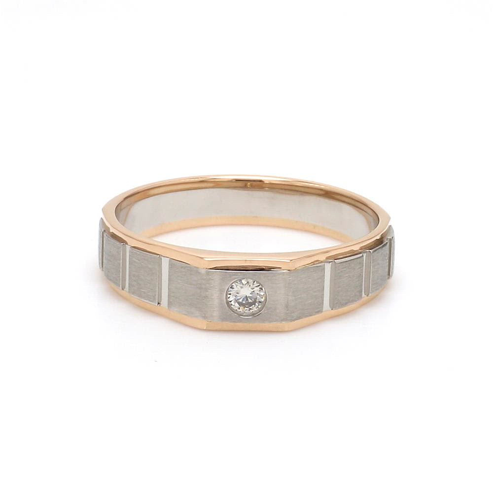 Men of Platinum | Square Profile Rose Gold Platinum Single Diamond Ring JL PT 994