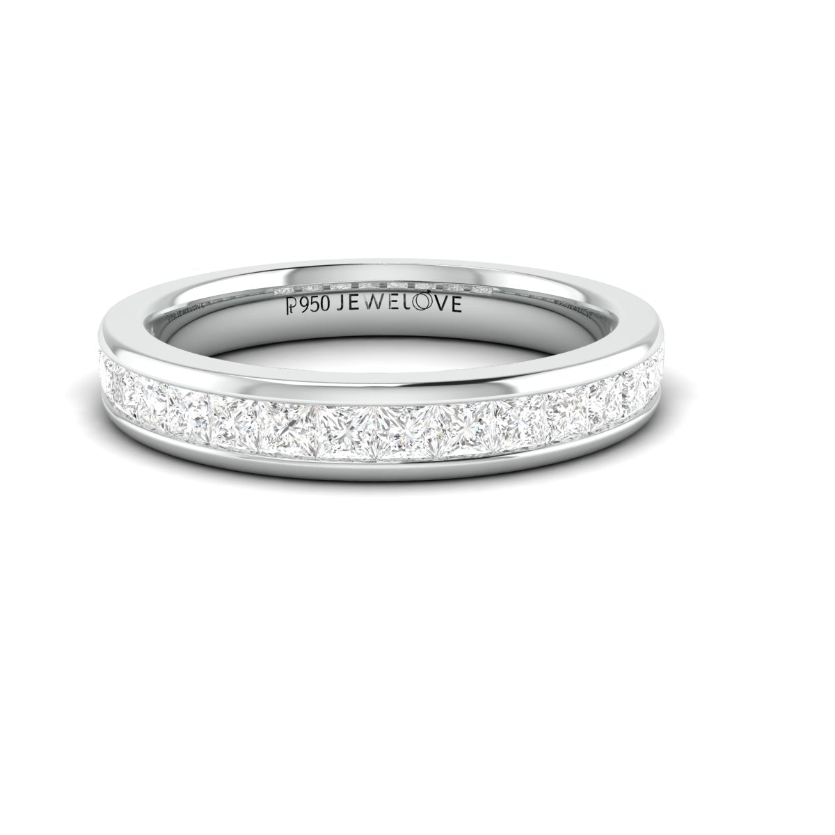 Princess Cut Diamond Platinum Half Eternity Wedding Band for Women JL PT 1005   Jewelove