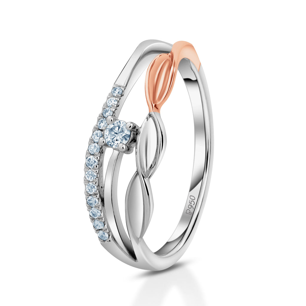 Designer Platinum & Rose Gold ring for women with Diamonds JL PT 1078  VVS-GH-Women-s-Band-only Jewelove.US
