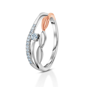 Designer Platinum & Rose Gold ring for women with Diamonds JL PT 1078  VVS-GH-Women-s-Band-only Jewelove.US