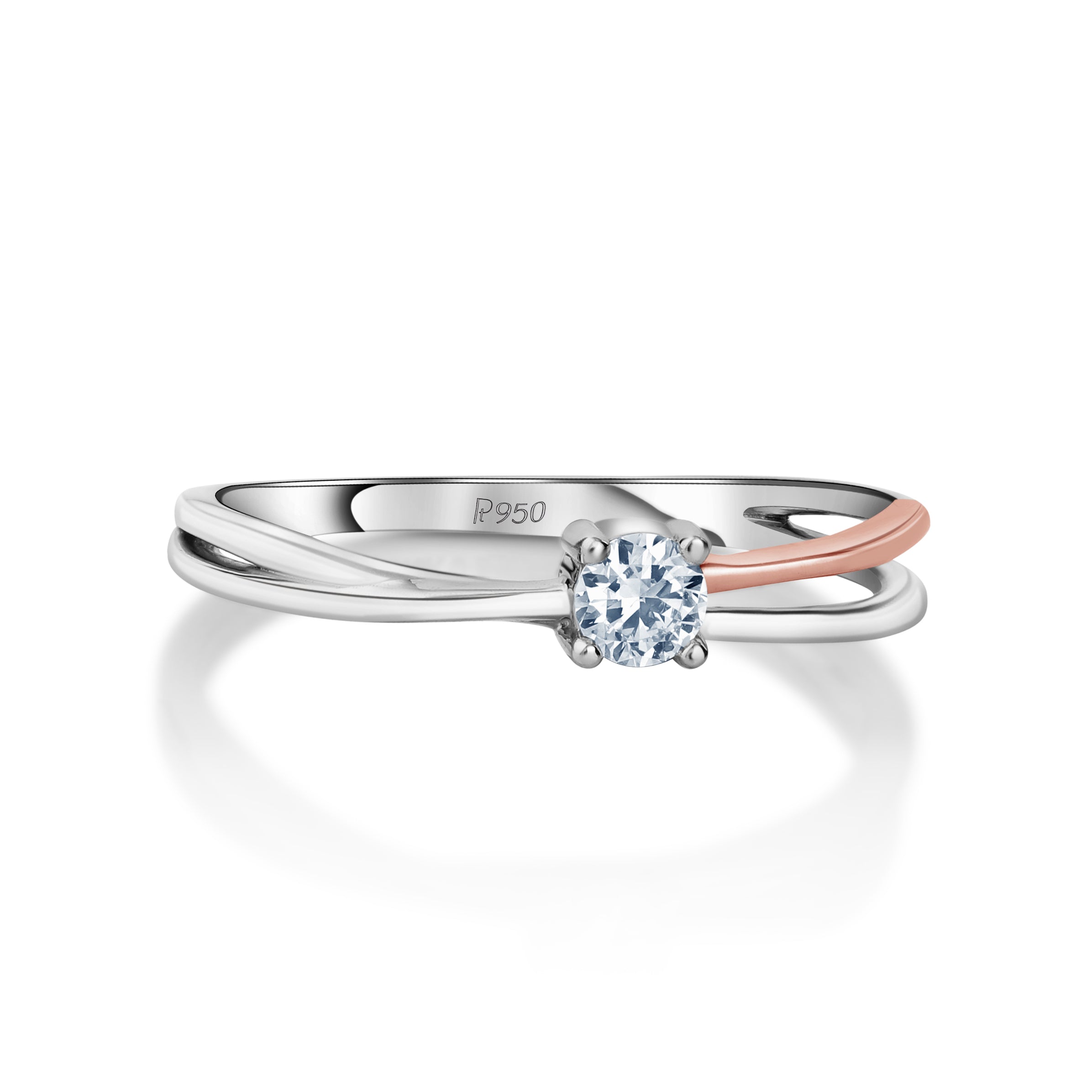 Designer Platinum & Rose Gold ring for women with Single Diamond JL PT 1077   Jewelove.US