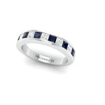 Load image into Gallery viewer, Platinum Blue Sapphire Diamond Princess Cut Wedding Ring JL PT 1012   Jewelove
