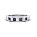 Load image into Gallery viewer, Platinum Blue Sapphire Diamond Princess Cut Wedding Ring JL PT 1012  Women-s-Band-only Jewelove
