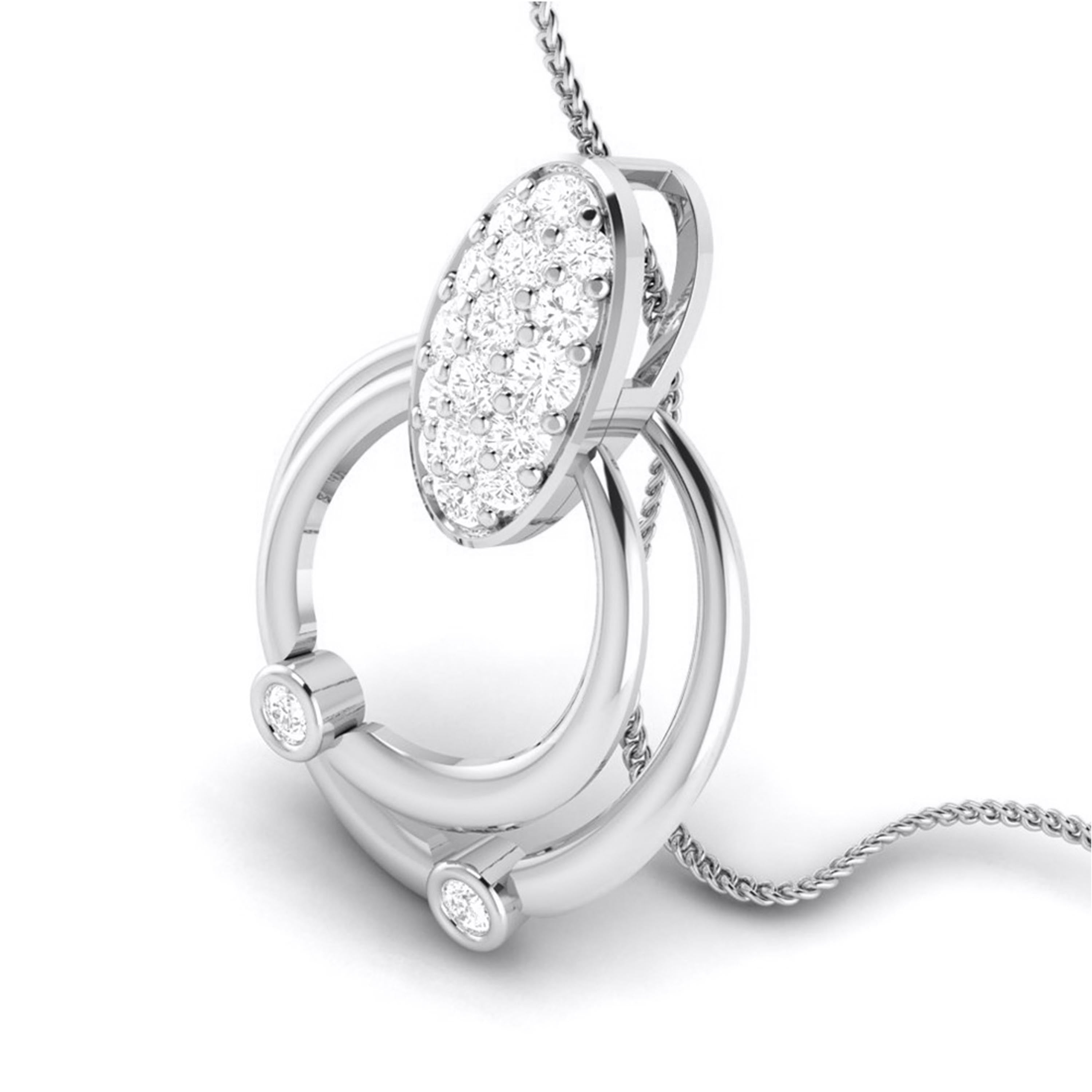 Platinum Diamond Double Circle Pendant for Women JL PT P BT 35-D   Jewelove.US